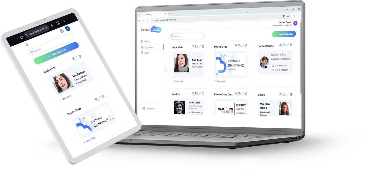Innova Cloud Signature Manager Dashboard